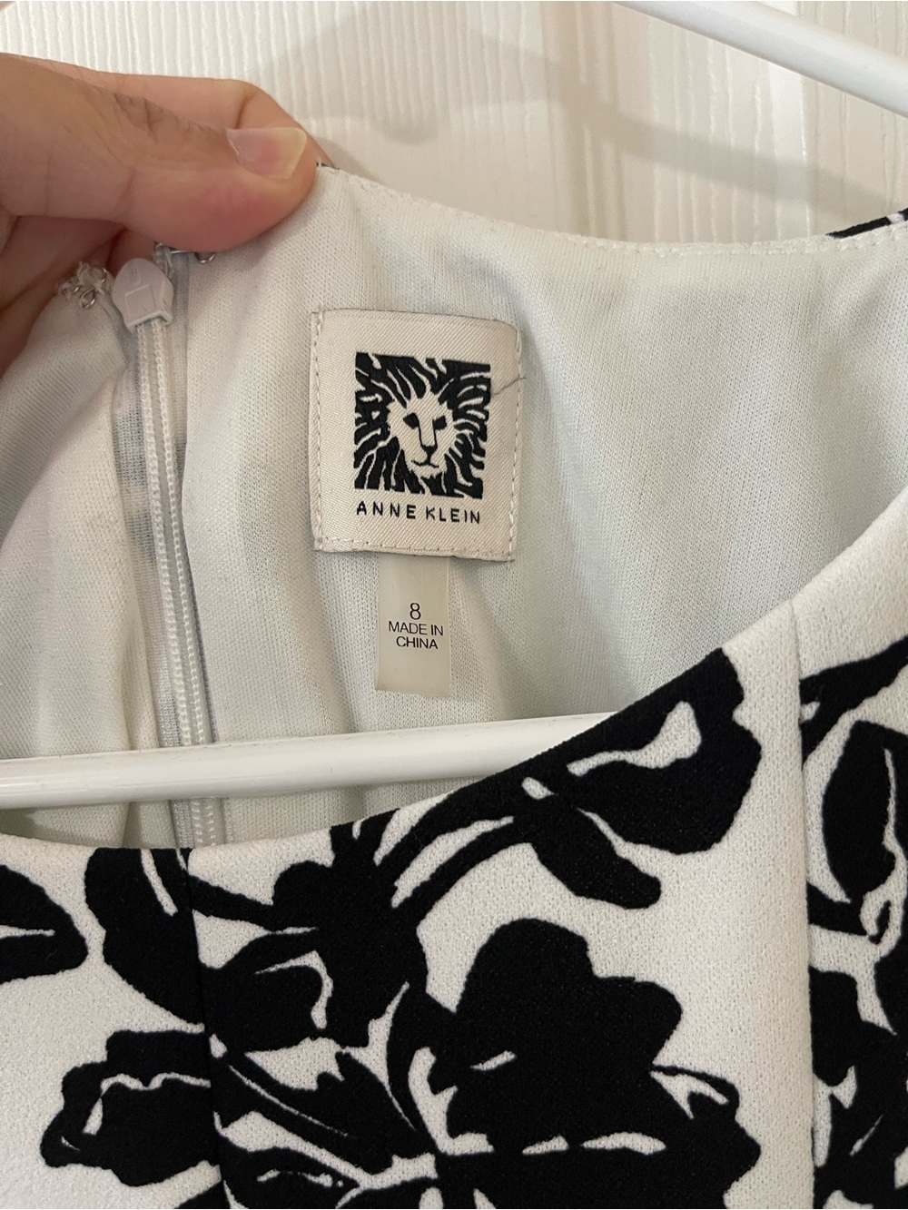 Anne Klein Classic Black & White Floral A-Line Dress - Picture 4 of 5